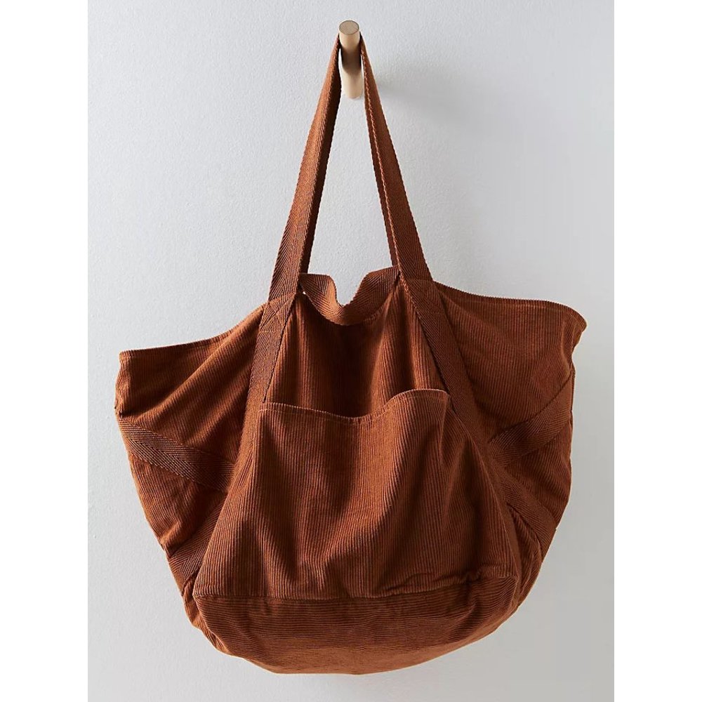 FREE PEOPLE Mega Cord Tote / Bronze! Love this HUGE, very cool, corduroy bag